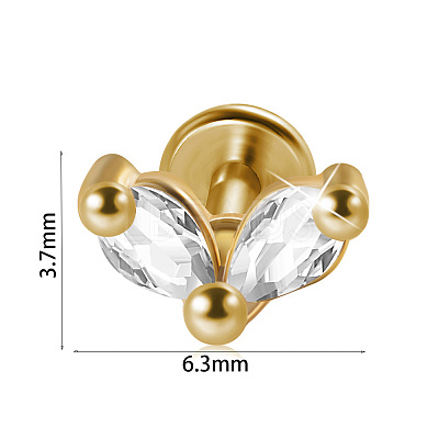304 Stainless Steel Micro Pave Clear Cubic Zirconia Cartilage Earrings WG369ED-03-1
