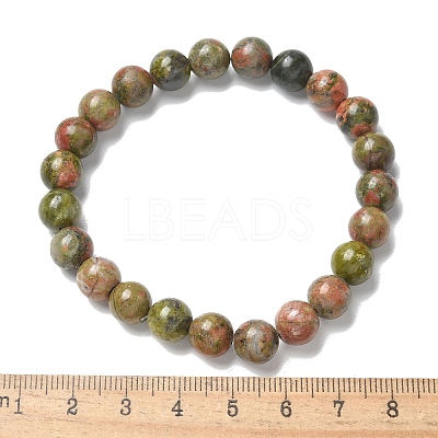 Natural Unakite Bead Stretch Bracelets BJEW-K212-B-006-1