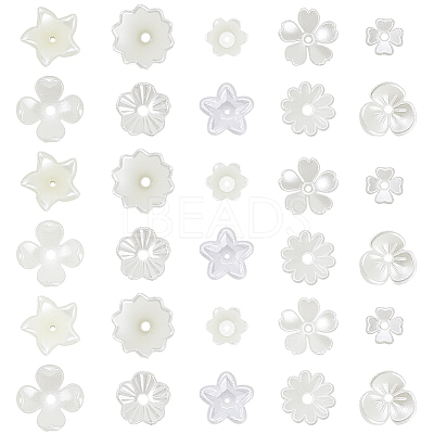 600Pcs 10 Styles ABS Plastic Imitation Pearl & Acrylic Bead Caps OACR-SC0002-36-1