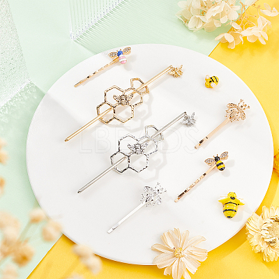 12Pcs 3 Style Hair Bobby Pins & 4 Sets 2 Color Alloy Hair Clips OHAR-PH0001-32-1