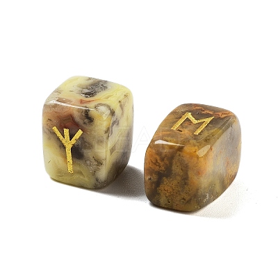 Rectangle Natural Crazy Agate Rune Stones G-Z059-01A-1