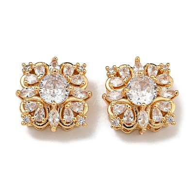 Brass Micro Pave Cubic Zirconia Beads KK-U037-03G-01-1