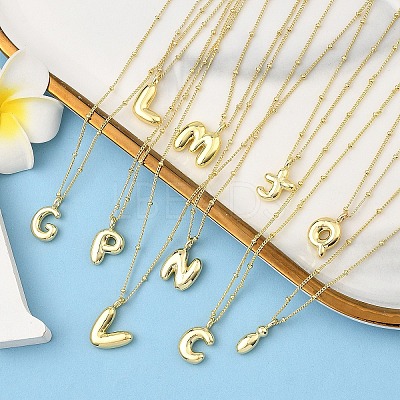 1Pc Initial Letter Brass Pendant Necklaces NJEW-YW0001-24O-1