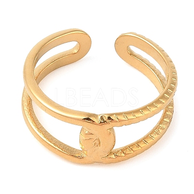 Ion Plating(IP) 304 Stainless Steel Open Cuff Rings for Women RJEW-Z057-10G-04-1
