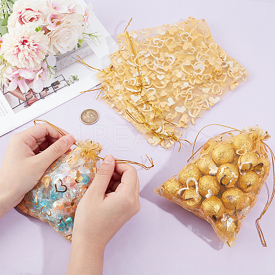 80Pcs 2 Styles Heart Printed Organza Bags OP-BBC0001-04B-1
