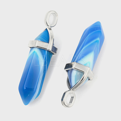 Natural Banded Agate Double Terminated Pointed Pendants G-F295-05J-1