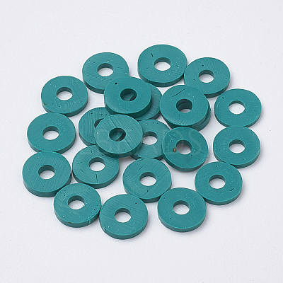 Flat Round Handmade Polymer Clay Bead Spacers CLAY-R067-3.0mm-07-1