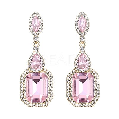 Brass Rhinestone Dangle Stud Earrings FS-WG9D6B6-08-1