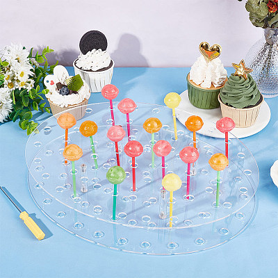 Oval Acrylic Lollipop Display Risers ODIS-WH0038-58-1