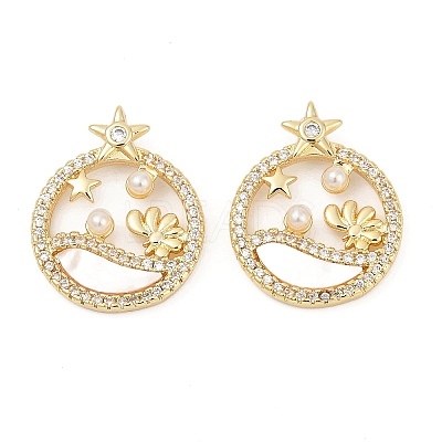 Brass Micro Pave Cubic Zirconia Pendants KK-U058-31G-1