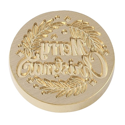 Merry Christmas Series Wax Seal Brass Stamp Head AJEW-M037-01G-03-1