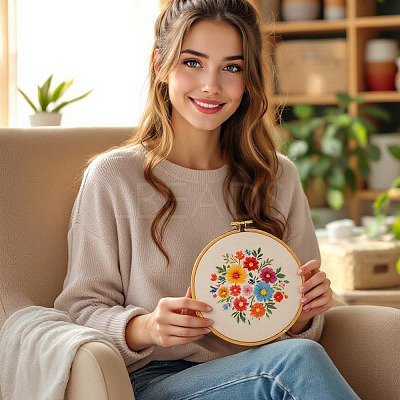 Plastic Imitation Bamboo Cross Stitch Embroidery Hoops TOOL-TADJ0001-03D-1