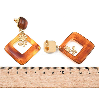 304 Stainless Steel & Resin Stud Dangle Earrings for Women SA-CBA717A-01G-05-1