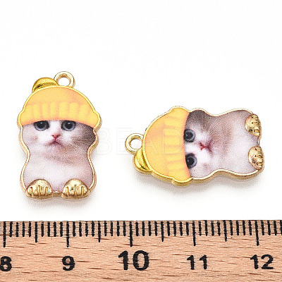 Printed Light Gold Tone Alloy Pendants LS-ENAM-N056-208E-1