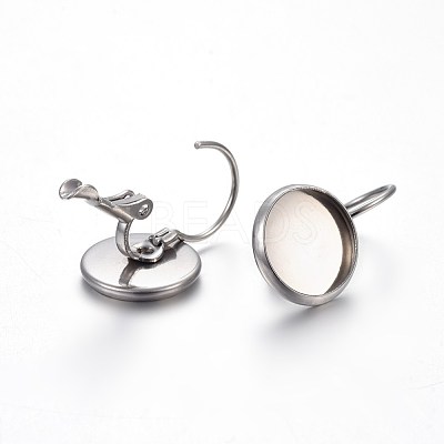 Tarnish Resistant 304 Stainless Steel Leverback Earring Settings STAS-F191-03P-10mm-1