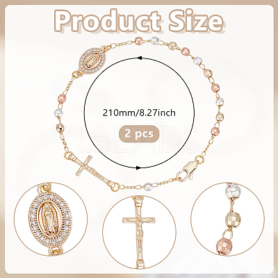 2Pcs Brass Beads Link Bracelets BJEW-GO0001-33-1