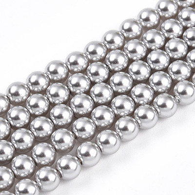 Baking Paint Pearlized Glass Pearl Bead Strands X-HY-N002-4mm-A03-1
