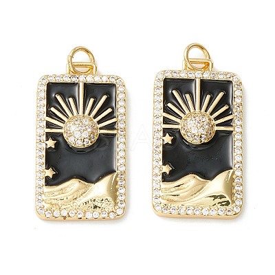 Rack Plating Brass Micro Pave Clear Cubic Zirconia Pendants KK-D073-24G-01-1