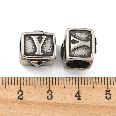 316 Surgical Stainless Steel with Rhinestone Large Hole Cube Beads STAS-Q326-08AS-01-1