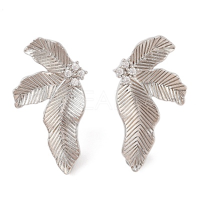 Brass Pave Clear Cubic Zirconia Stud Earring Findings LS-KK-N256-27P-1