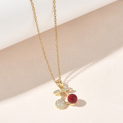 Brass & Cubic Zirconia Pendant Necklaces SA-CBA7E55-03G-01-1