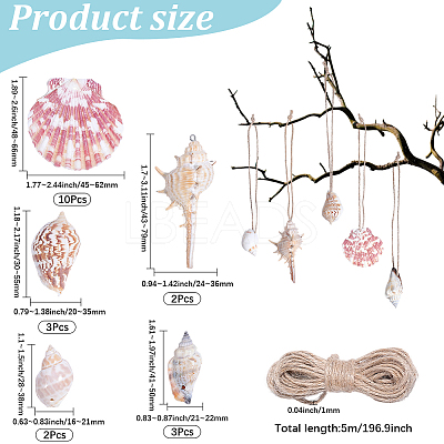20Pcs 5 Styles Natural Shell Big Pendants BSHE-BM0001-01-1
