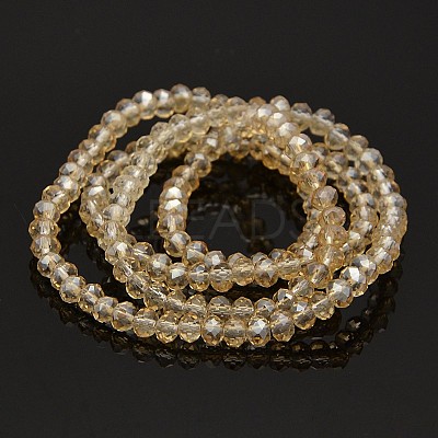 Pearl Luster Plated Faceted Rondelle Glass Beads Strands GLAA-A024C-PL05-1