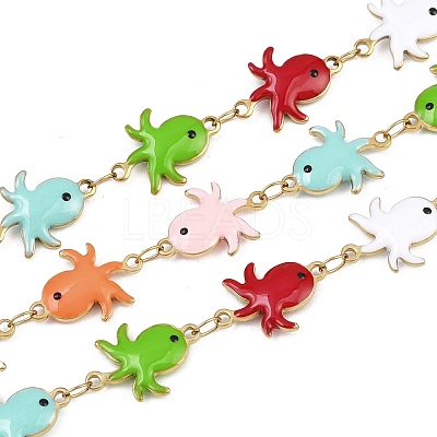 304 Stainless Steel Enamel Octopus Link Chains CHS-F023-01C-G-1