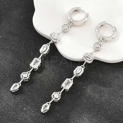 Brass Micro Pave Cubic Zirconia Hoop Dangle Earrings KK-CBA8324-09P-1