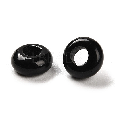 Natural Obsidian European Beads G-R488-02F-1