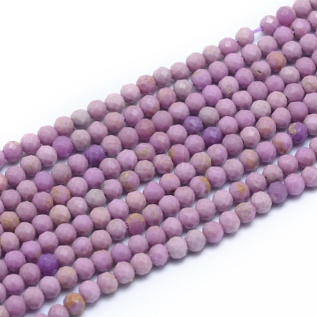 Natural Lepidolite/Purple Mica Beads Strands X-G-G823-16-3mm-1