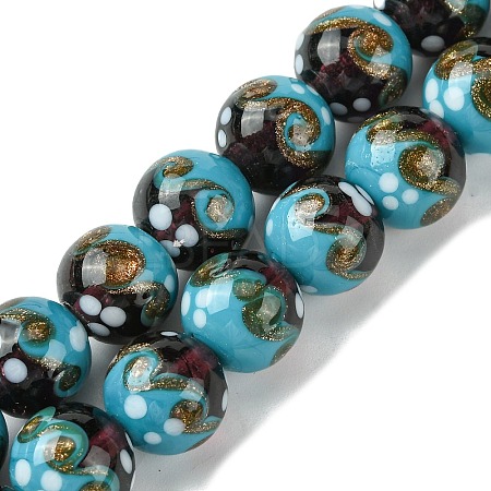 Handmade Gold Sand Lampwork Beads Strands LAMP-A003-03F-1