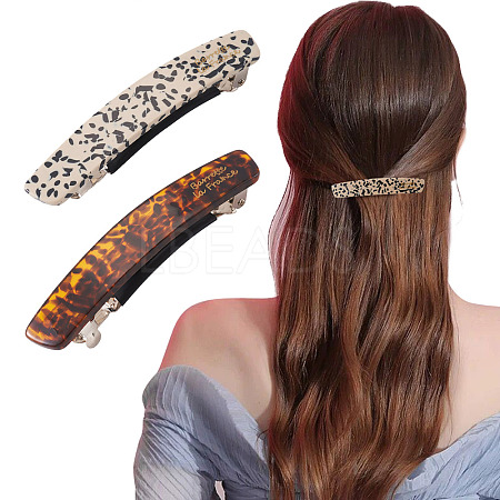 2Pcs 2 Colors Cellulose Acetate and Iron Hair Barrettes for Women Girl PHAR-TADJ0001-01B-1