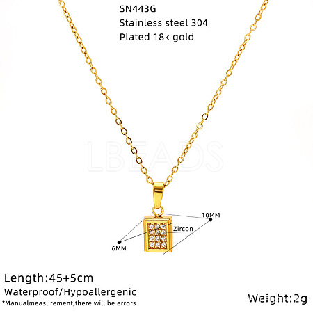 304 Stainless Steel Crystal Rhinestone Pendant Necklaces for Women WG594E0-01-1
