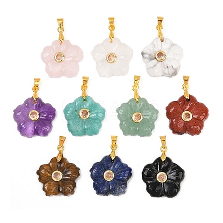 Natural Mixed Stone Carved Pendants G-A315-01G-1