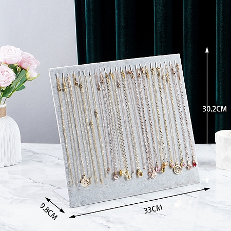 Velvet Necklace Organizer Display Stands for 24 Necklaces PW-WG61009-03-1