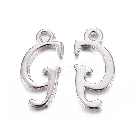 Platinum Plated Alloy Letter Pendants X-PALLOY-J718-01P-G-1