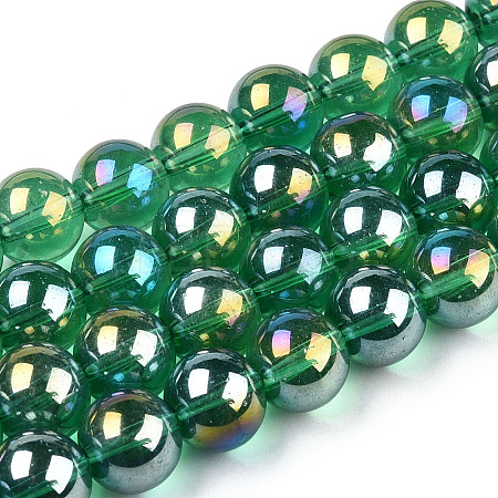 Electroplate Transparent Glass Beads Strands GLAA-T032-T6mm-AB21-1