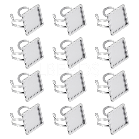 12Pcs 201 Stainless Steel Cuff Pad Ring Settings STAS-BC0004-09A-1