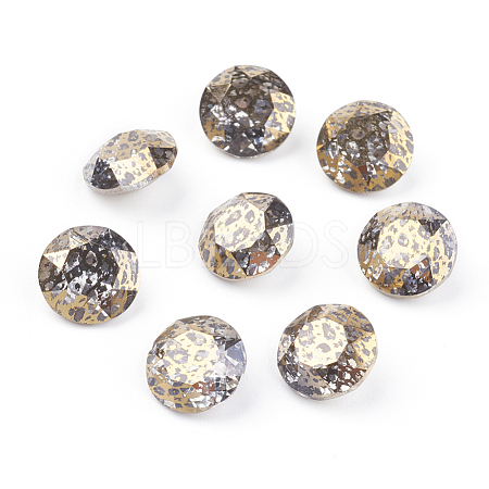 Pointed Back & Back Plated Glass Rhinestone Cabochons RGLA-J012-8mm-001GP-1