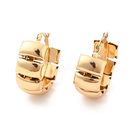 PVD Vacuum Plating 304 Stainless Steel Rectangle Tile Hoop Earrings for Women X-EJEW-F280-19G-1