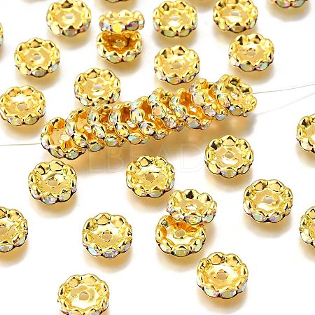 Brass Grade A Rhinestone Spacer Beads RSB160NF-02G-1