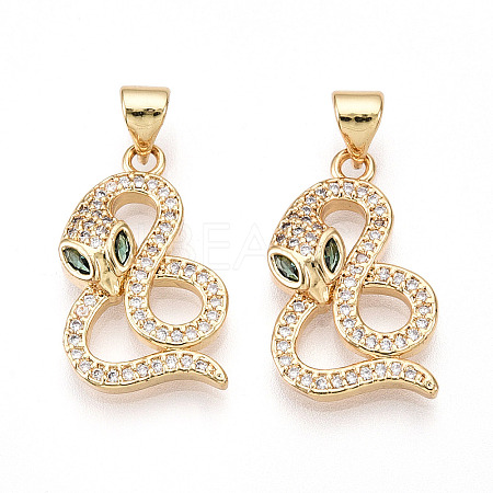 Brass Micro Pave Cubic Zirconia Pendants KK-T070-56G-1