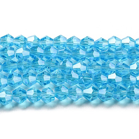 Transparent Electroplate Glass Beads Strands GLAA-F029-4mm-C19-1