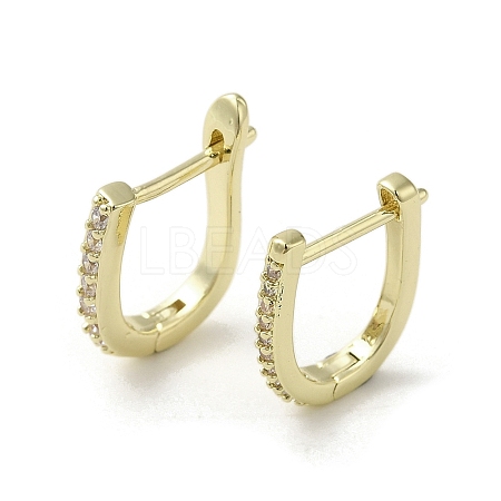 Brass Micro Pave Cubic Zirconia Arch Hoop Earring EJEW-C082-02A-G-1