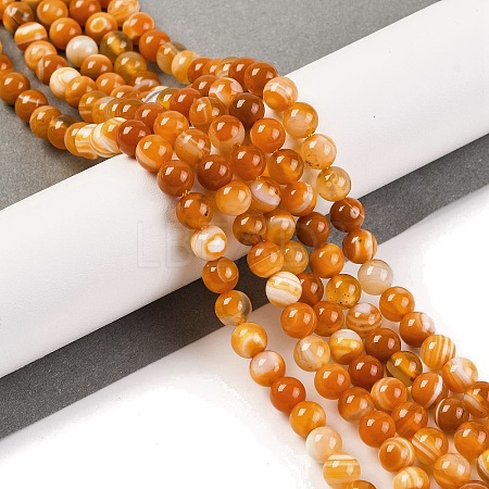 Natural Striped Agate/Banded Agate Beads Strands LS-G-H037-A02-01-1