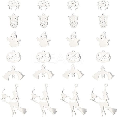24Pcs 6 Style 201 and 304 Stainless Steel Pendants STAS-UN0034-07-1