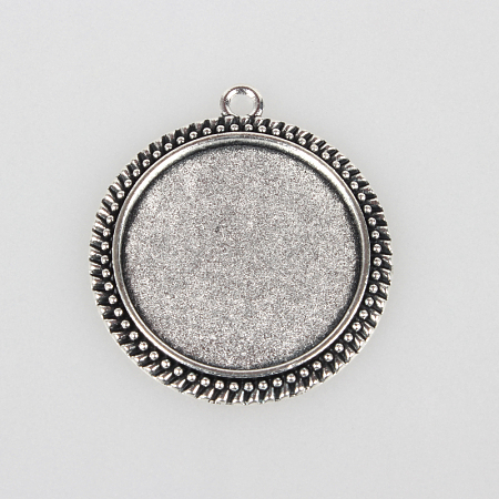 Tibetan Style Alloy Pendant Cabochon Settings X-TIBEP-N003-59AS-1