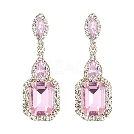 Brass Rhinestone Dangle Stud Earrings FS-WG9D6B6-08-1