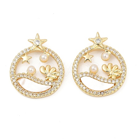 Brass Micro Pave Cubic Zirconia Pendants KK-U058-31G-1